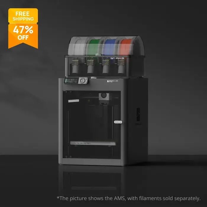 Bambu Lab P1S Combo 3D Printer with AMS Multi-Color Printing, 256×256×256mm Build Volume