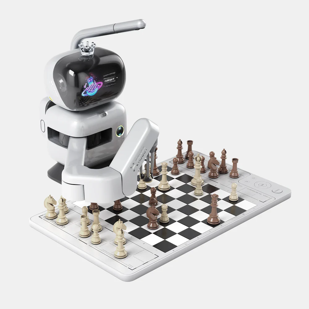 Robot AI Chess Robot with Robotic Arm, Electronic Chess Board, 25 AI Levels, 1200+ Exercises, Lichess Integration, Voice Coaching